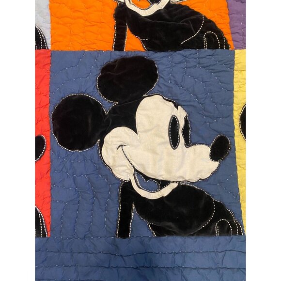 Ethan Allen Disney Mickey Mouse Color Block Quilt Full/Queen Bedspread Comforter - Picture 7 of 10